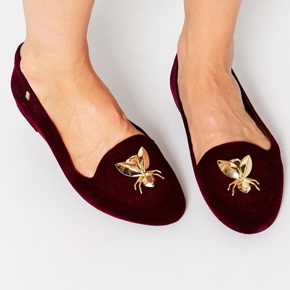 Authentic Mel Melissa signature bee velvet flats 5
